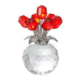 Rose Flower Crystal Figurine with Vase Table Decor Ornament