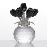 Rose Flower Crystal Figurine with Vase Table Decor Ornament