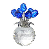Rose Flower Crystal Figurine with Vase Table Decor Ornament