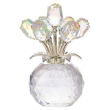 Rose Flower Crystal Figurine with Vase Table Decor Ornament