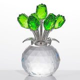 Rose Flower Crystal Figurine with Vase Table Decor Ornament