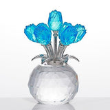 Rose Flower Crystal Figurine with Vase Table Decor Ornament