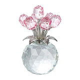 Rose Flower Crystal Figurine with Vase Table Decor Ornament