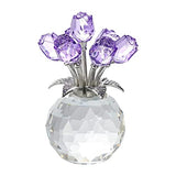 Rose Flower Crystal Figurine with Vase Table Decor Ornament