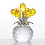 Rose Flower Crystal Figurine with Vase Table Decor Ornament