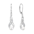 6mm Freshwater Cultured Pearl Infinity Leverback Dangle Earrings