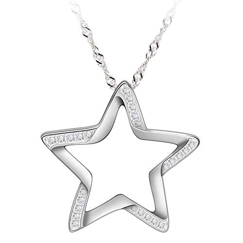 Velvet Moon Silver Crescent Moon Star Necklace
