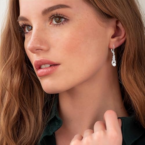 6mm Freshwater Cultured Pearl Infinity Leverback Dangle Earrings