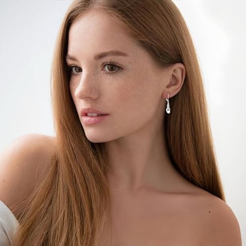 6mm Freshwater Cultured Pearl Infinity Leverback Dangle Earrings