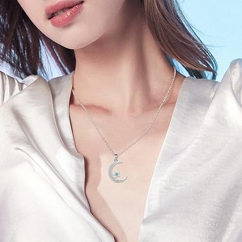 Velvet Moon Silver Crescent Moon Star Necklace