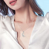 Velvet Moon Silver Crescent Moon Star Necklace