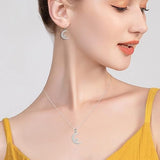 Velvet Moon Silver Crescent Moon Star Necklace