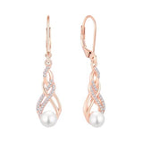 6mm Freshwater Cultured Pearl Infinity Leverback Dangle Earrings