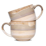 Large Ceramic Coffee Mug Set of 2 Stoneware Jumbo Latte Mugs