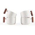 6oz Ceramic Espresso Cups with Wooden Handle Small Coffee Cups