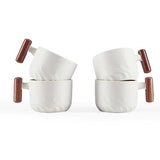 6oz Ceramic Espresso Cups with Wooden Handle Small Coffee Cups