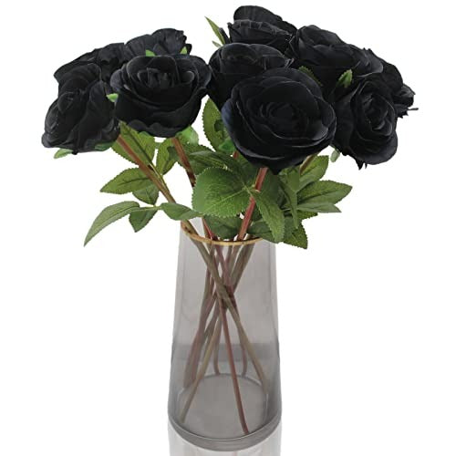 12 Pcs Silk Faux Green Rose Bouquet for Spring Home Decoration