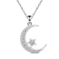 Velvet Moon Silver Crescent Moon Star Necklace