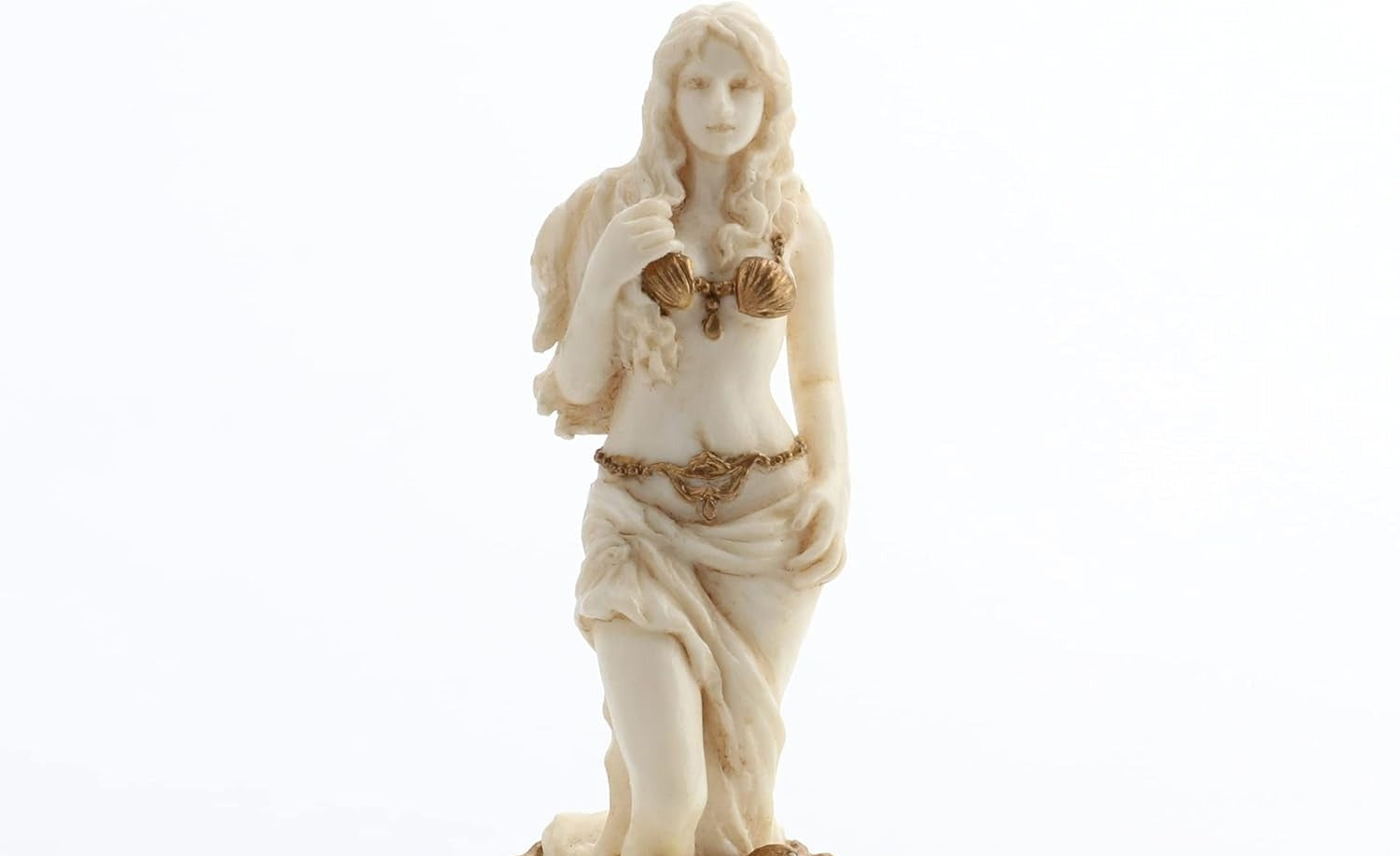 Statue of a woman with wings and a dove on a white background
