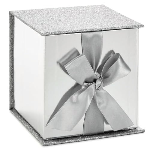 Small Glitter Gift Box with Bow and Shredded Paper Fill