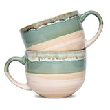 Large Ceramic Coffee Mug Set of 2 Stoneware Jumbo Latte Mugs