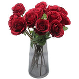 12 Pcs Silk Faux Green Rose Bouquet for Spring Home Decoration