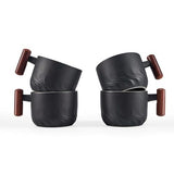 6oz Ceramic Espresso Cups with Wooden Handle Small Coffee Cups