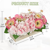 Hydrangea Artificial Flowers in Wooden Pot Floral Arrangement