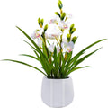 19 Inch Artificial Cymbidium Orchid Plant in Ceramic Pot