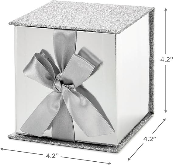 Small Glitter Gift Box with Bow and Shredded Paper Fill