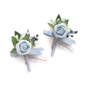 2pcs Artificial Groom Groomsmen Wedding Boutonniere Set