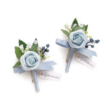 2pcs Artificial Groom Groomsmen Wedding Boutonniere Set