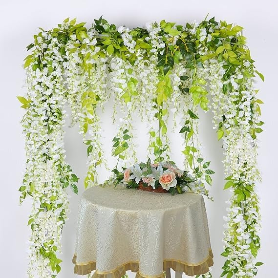 4Pcs 28.8ft Wisteria Artificial Flowers Garland Vine