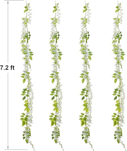 4Pcs 28.8ft Wisteria Artificial Flowers Garland Vine