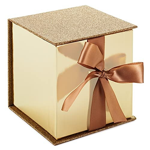 Small Glitter Gift Box with Bow and Shredded Paper Fill