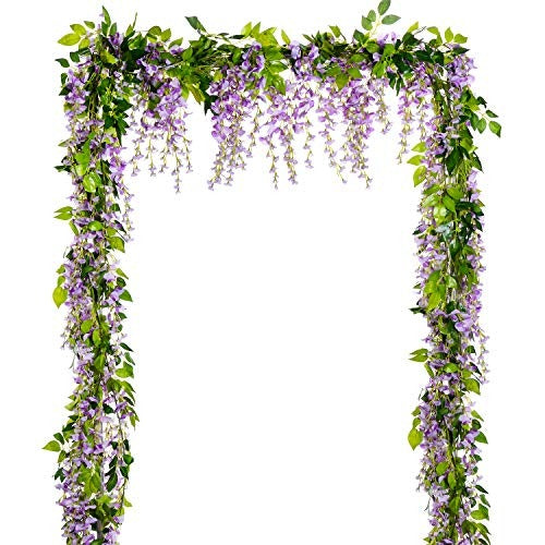 4Pcs 28.8ft Wisteria Artificial Flowers Garland Vine