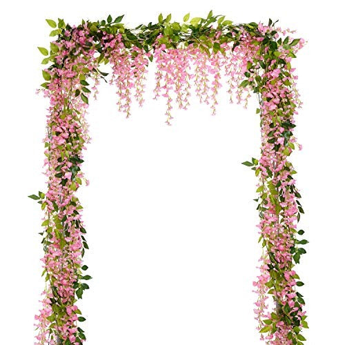 4Pcs 28.8ft Wisteria Artificial Flowers Garland Vine