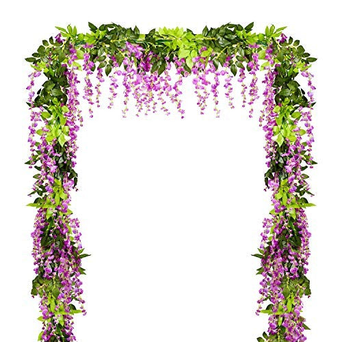 4Pcs 28.8ft Wisteria Artificial Flowers Garland Vine