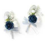 2pcs Artificial Groom Groomsmen Wedding Boutonniere Set