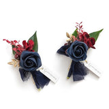 2pcs Artificial Groom Groomsmen Wedding Boutonniere Set