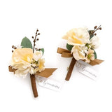 2pcs Artificial Groom Groomsmen Wedding Boutonniere Set