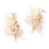 2pcs Artificial Groom Groomsmen Wedding Boutonniere Set