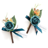 2pcs Artificial Groom Groomsmen Wedding Boutonniere Set
