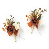 2pcs Artificial Groom Groomsmen Wedding Boutonniere Set