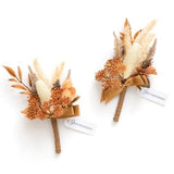 2pcs Artificial Groom Groomsmen Wedding Boutonniere Set
