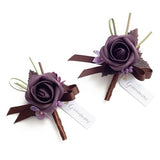 2pcs Artificial Groom Groomsmen Wedding Boutonniere Set