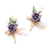 2pcs Artificial Groom Groomsmen Wedding Boutonniere Set