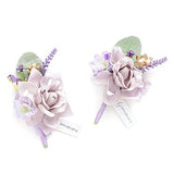 2pcs Artificial Groom Groomsmen Wedding Boutonniere Set