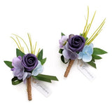 2pcs Artificial Groom Groomsmen Wedding Boutonniere Set