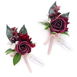 2pcs Artificial Groom Groomsmen Wedding Boutonniere Set